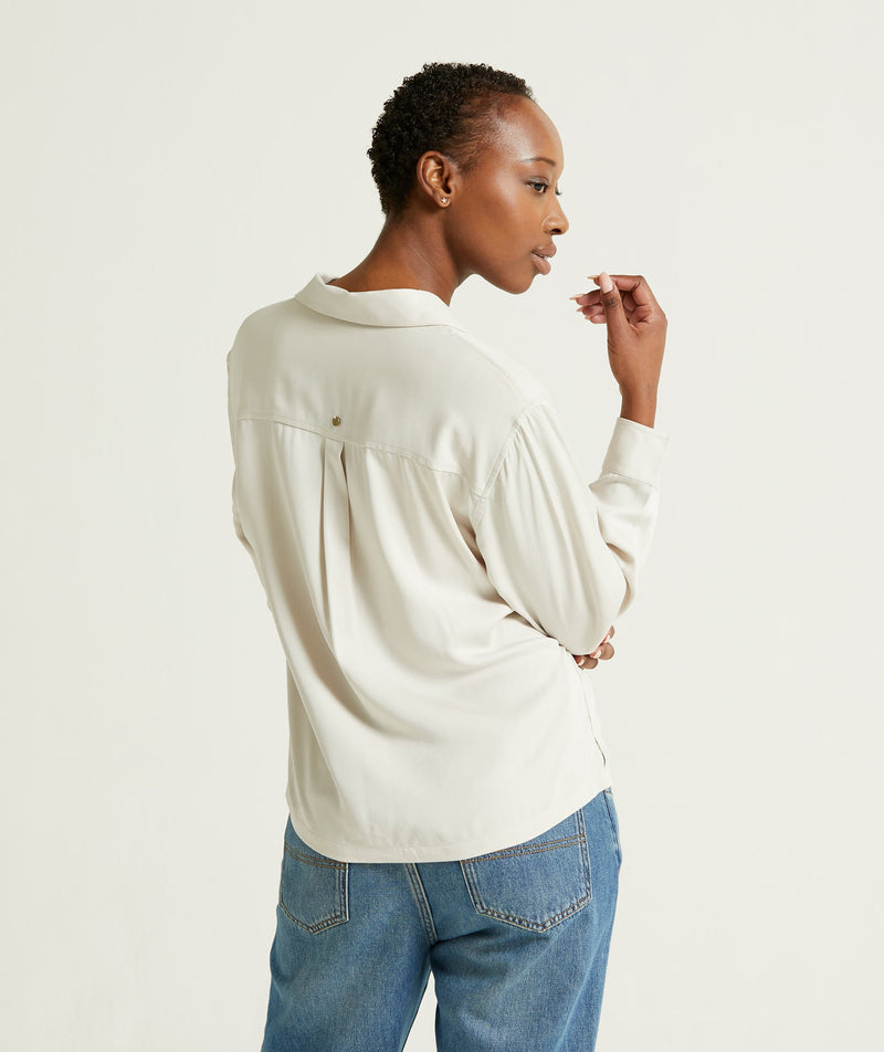 Ladies Long Sleeve Slim Fit Shirt - Light Grey