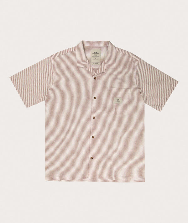 Men's Camp Collar Short Sleeve Shirt - Rust Stripe