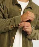 Mens Corduroy Overshirt - Olive Green