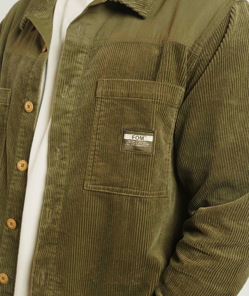 Mens Corduroy Overshirt - Olive Green
