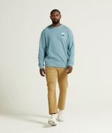 Mens Crew Neck Embroidery Sweatshirt - Sea Breeze