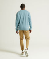 Mens Crew Neck Embroidery Sweatshirt - Sea Breeze
