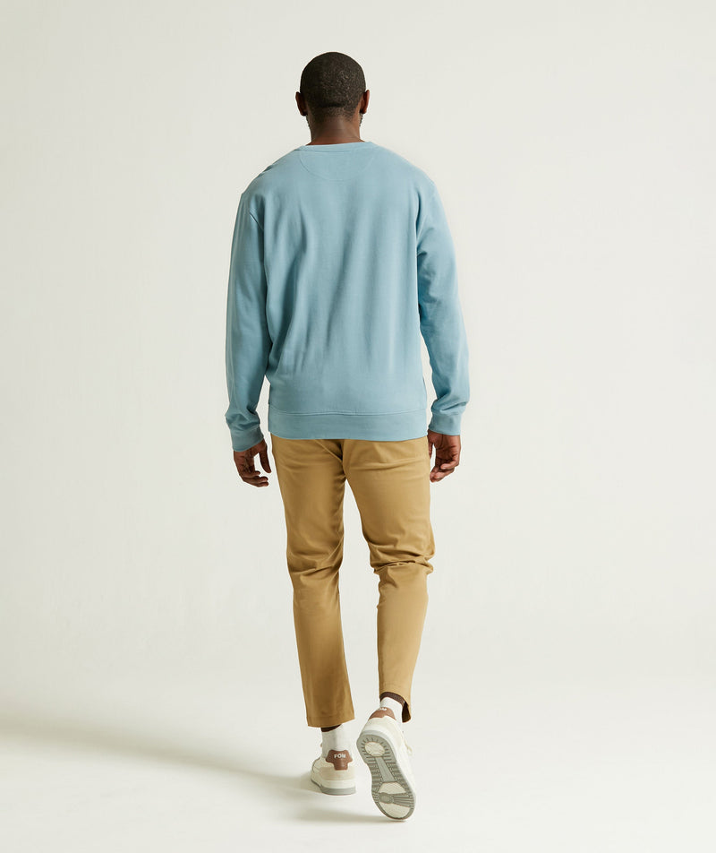 Mens Crew Neck Embroidery Sweatshirt - Sea Breeze