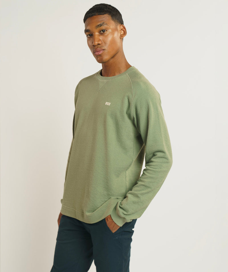 Mens Long Sleeve Textured Tee - Sea Spray