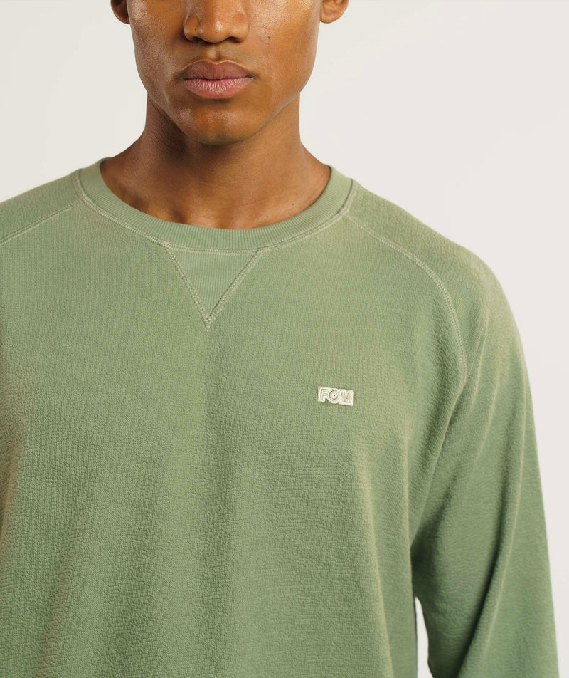 Mens Long Sleeve Textured Tee - Sea Spray
