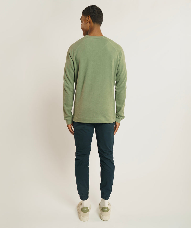 Mens Long Sleeve Textured Tee - Sea Spray