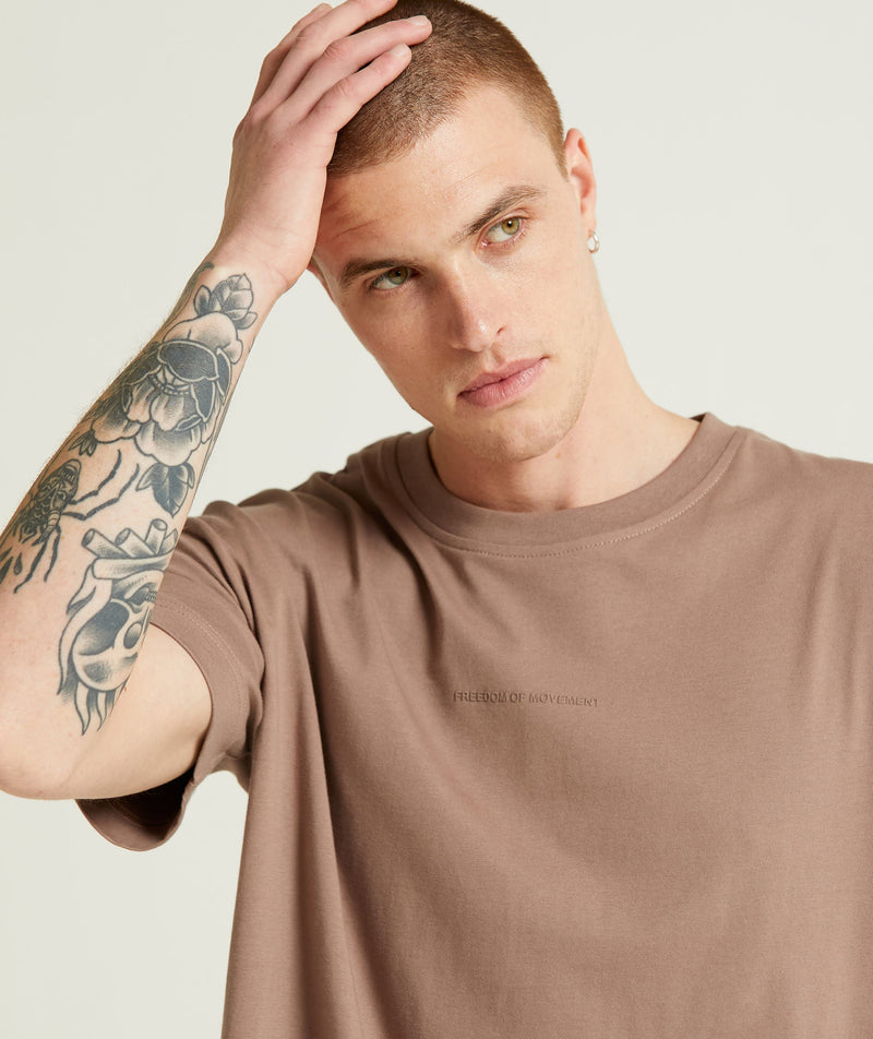 Mens Relaxed Dropped Shoulder Tee - Mocha