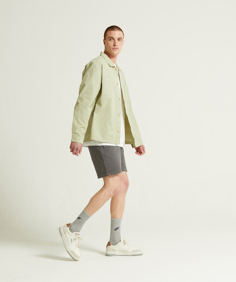 Mens Microcheck Cord Overshirt - Sage Green