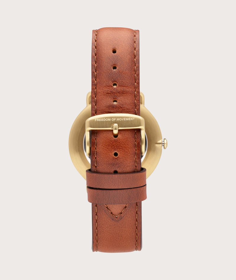 Pilot Navy/ Brushed Gold - Tobacco (42mm)
