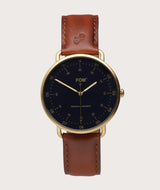 Pilot Navy/ Brushed Gold - Tobacco (42mm)